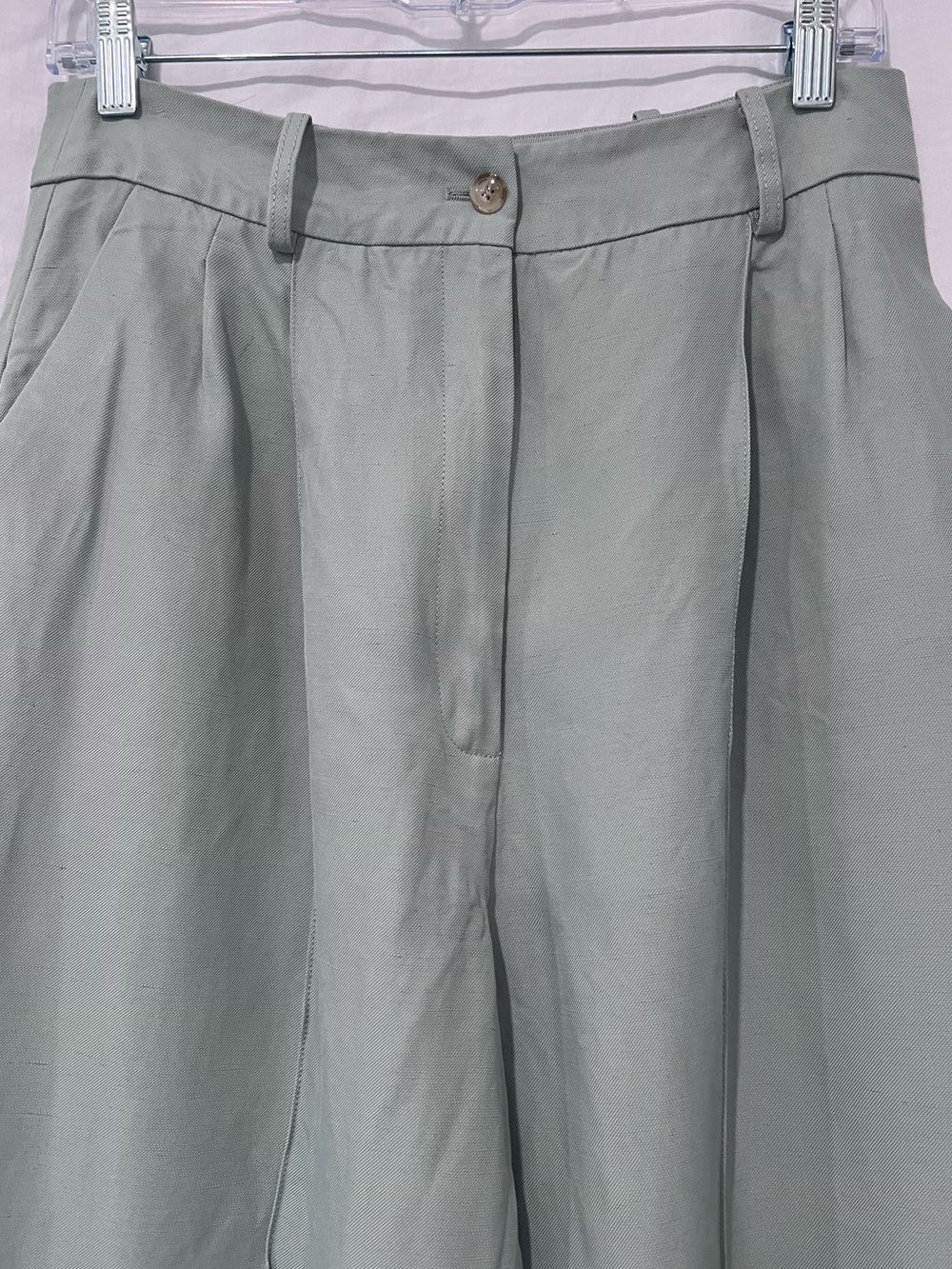 Loulou Studio Menak Wide Leg Pleated Linen Blend Trousers Light Aqua Paris Chic